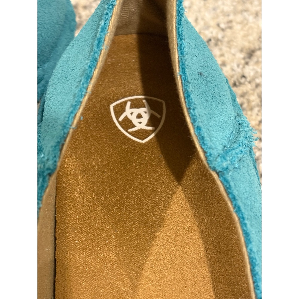 Ariat Cruiser Womens 9B Teal Suede Serape Stripe Slip On Loafers EUC - Picture 6 of 8